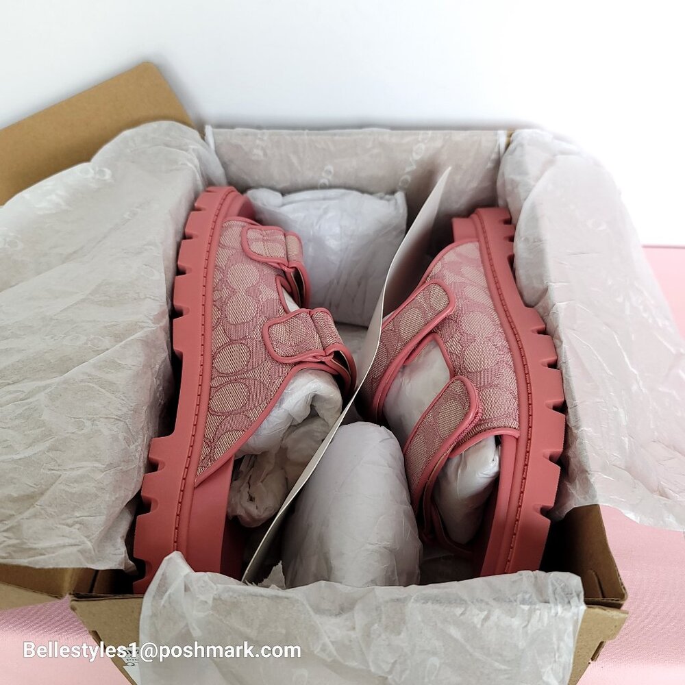 COACH Two-Band Sport Slide In Signature Jacquard- Women’s Size 9B- True Pink ⭐ - Picture 15 of 16